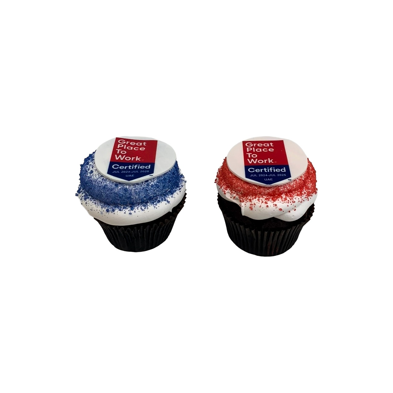 Custom Corporate Logo & Milestone Cupcakes
