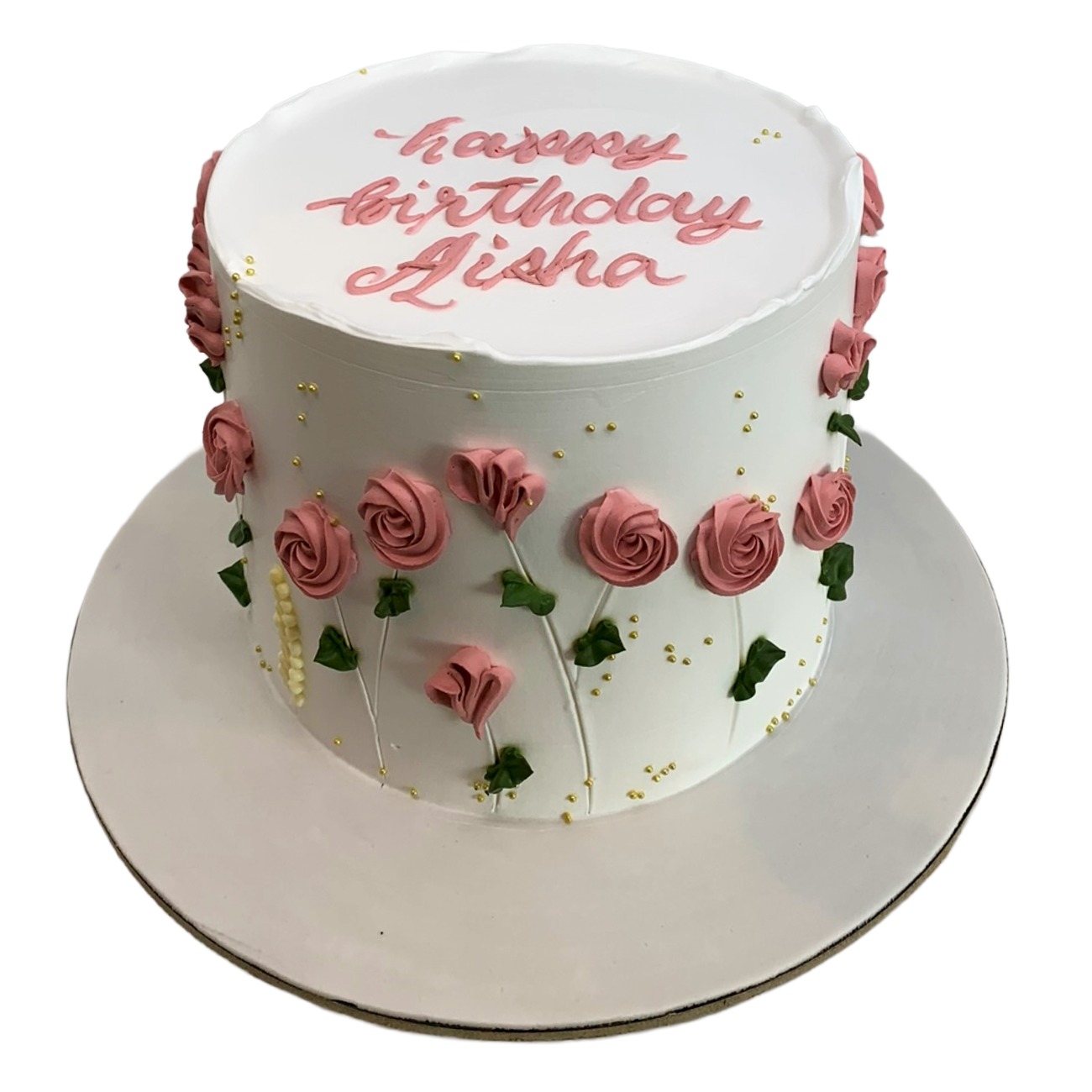 Dainty Piped Rose Stem Cake