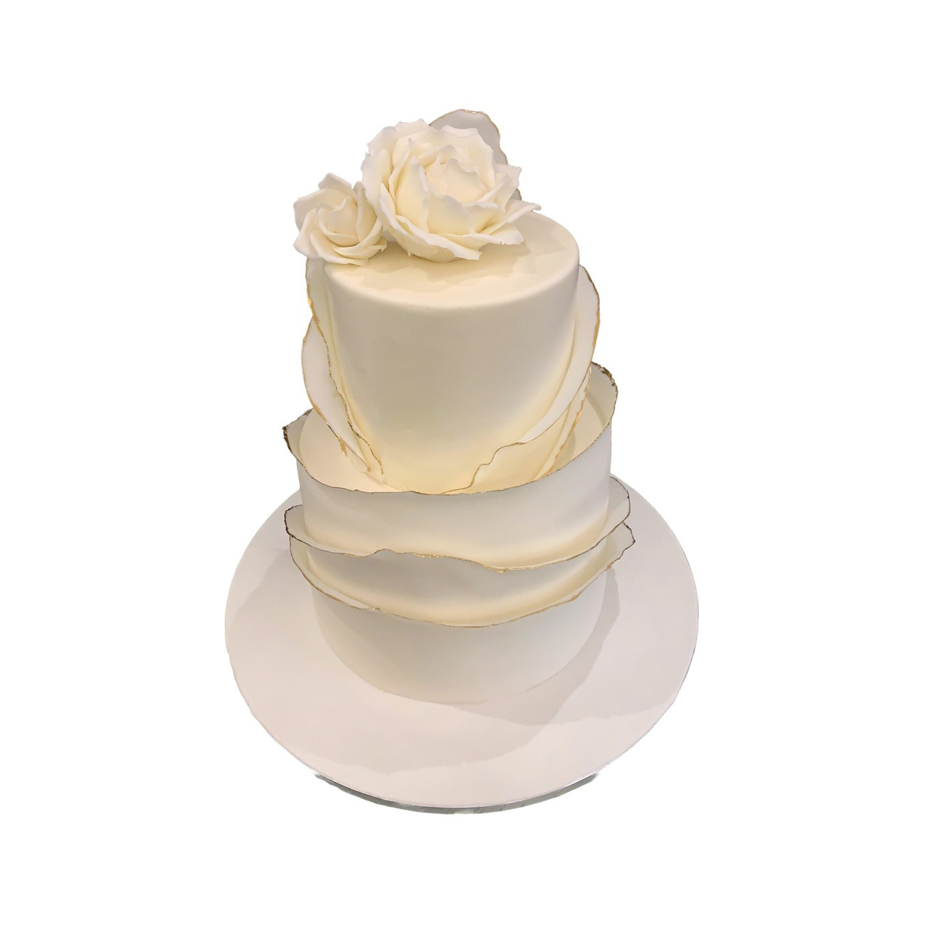 Deckled Edge Rose Wedding Cake