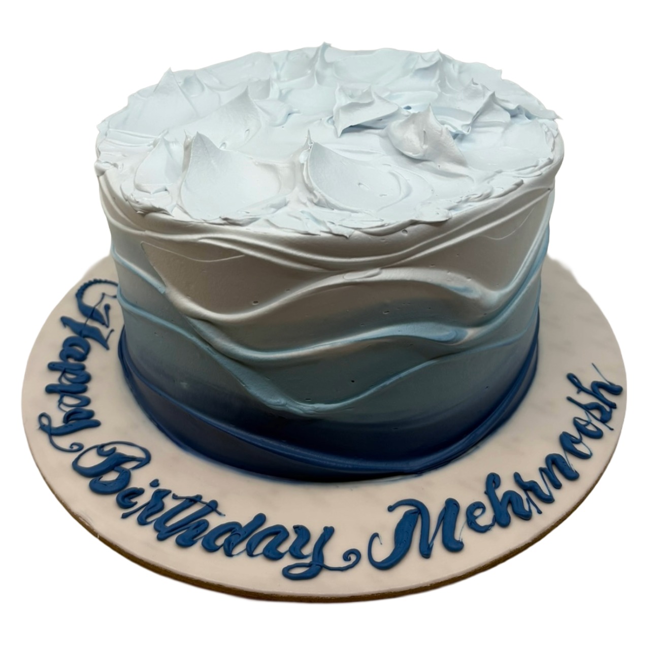 Deep Blue Ocean Wave Textured Cake