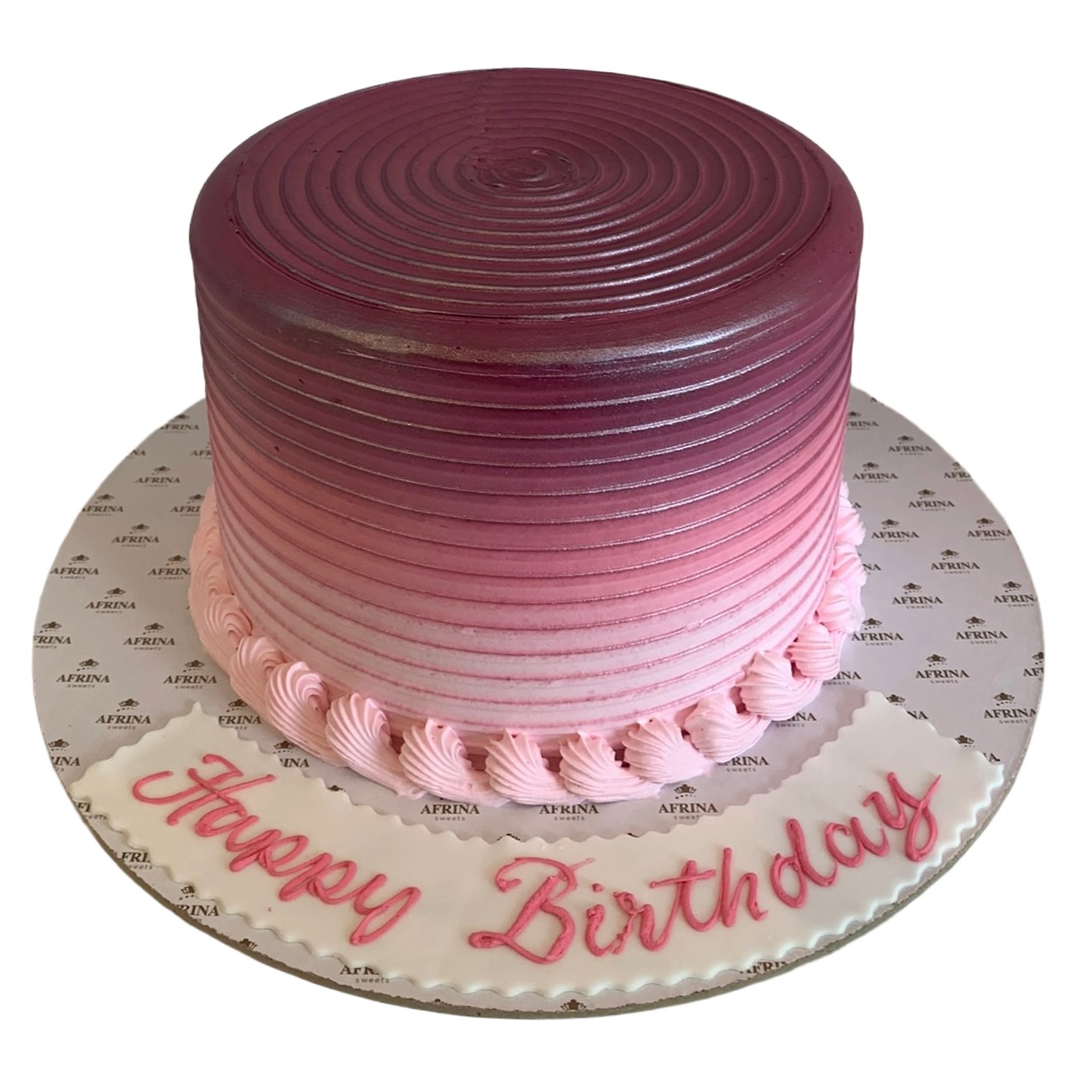 Deep Burgundy to Pink Ribbed Ombre Cake