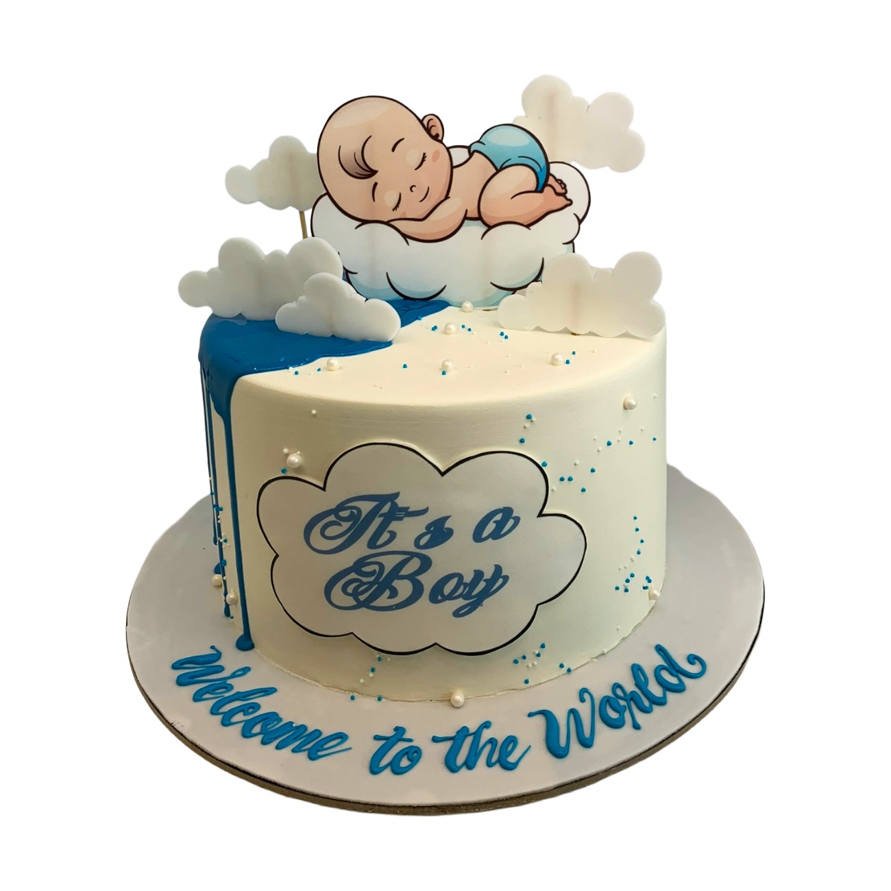 Dreamy Blue Sleeping Baby Boy Cake