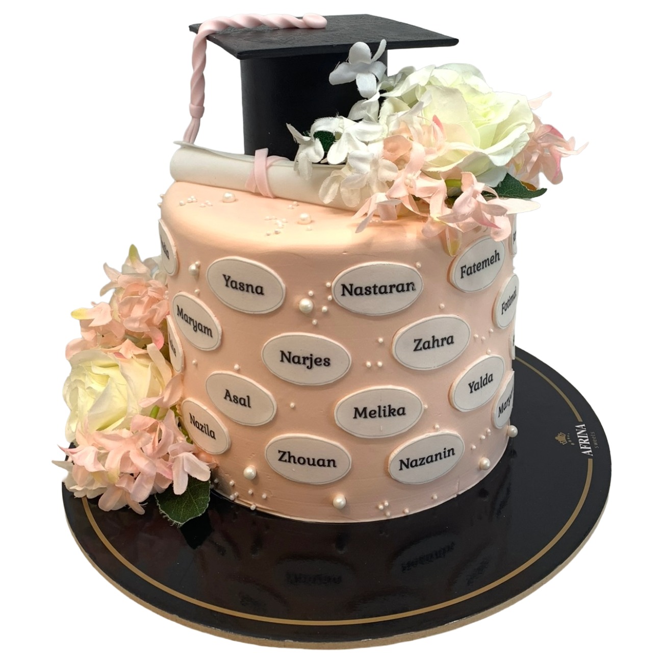 Elegant Floral Class Graduation Cake
