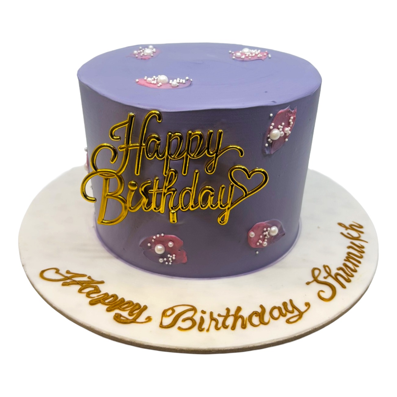 Elegant Lilac & Pearl Birthday Cake