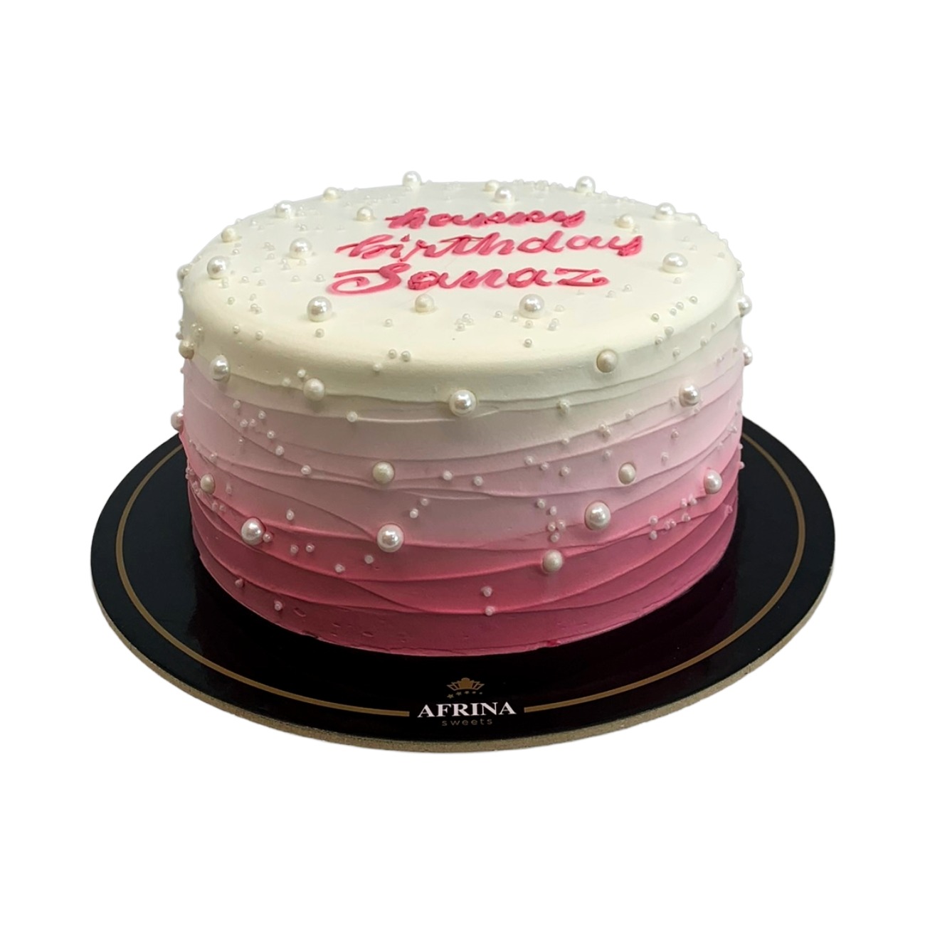 Elegant Pink Ombre Pearl Cake
