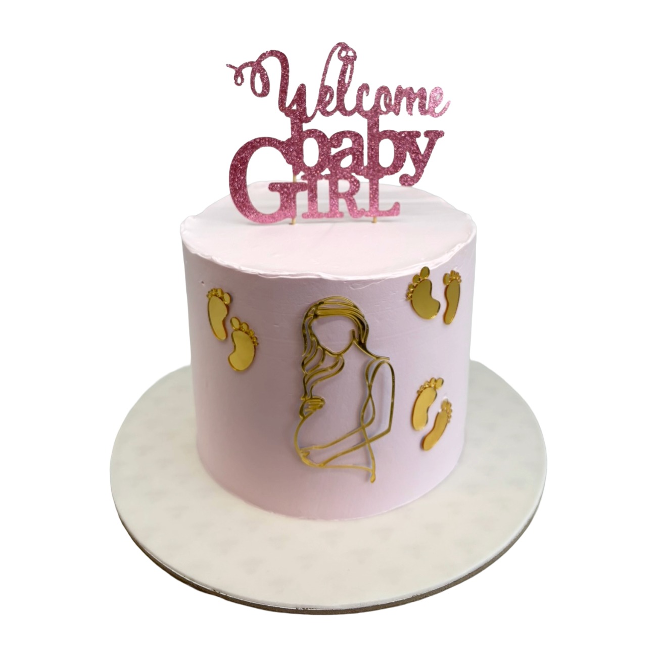 Elegant Pink Welcome Baby Girl Cake