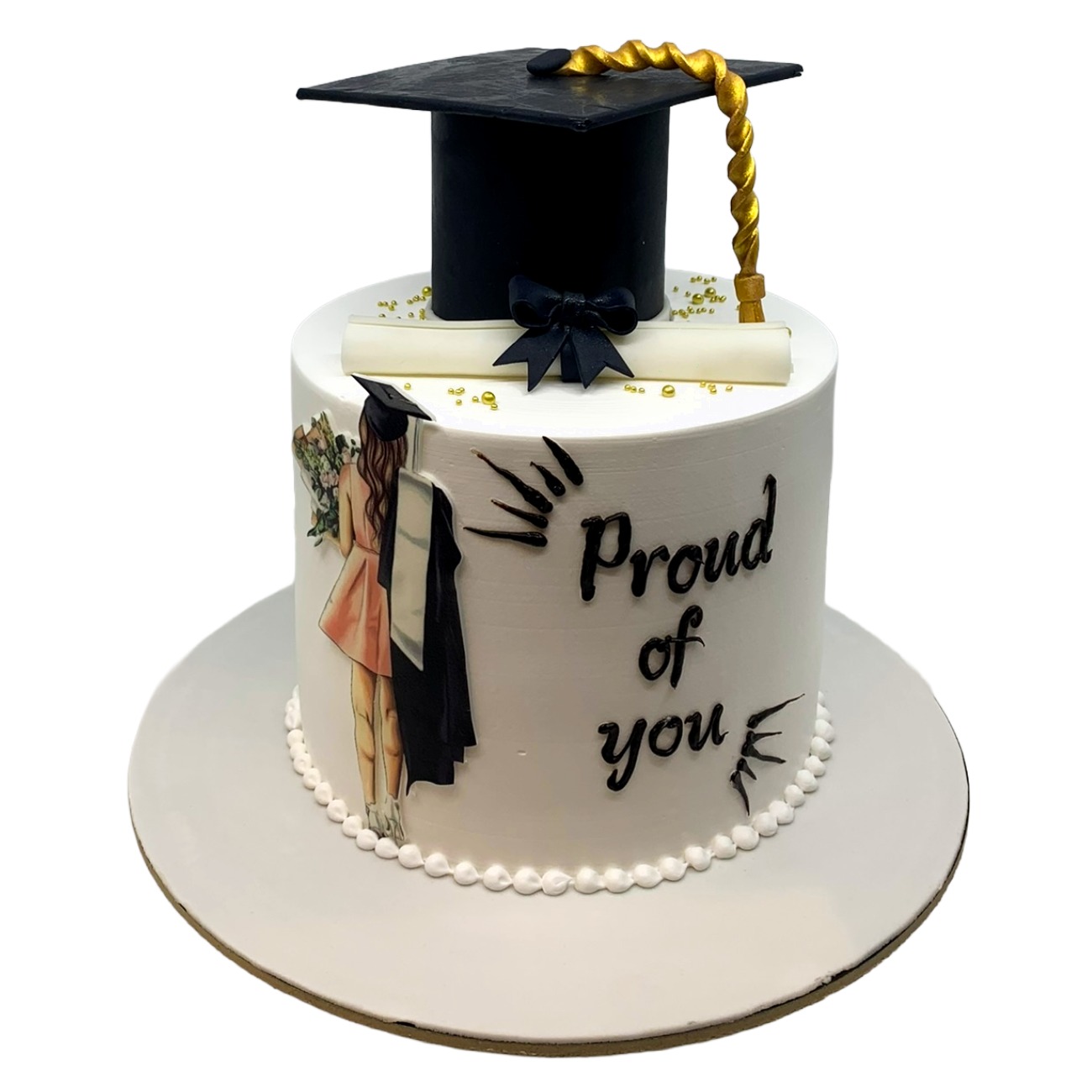 Elegant "Proud Of You" Graduate Cake