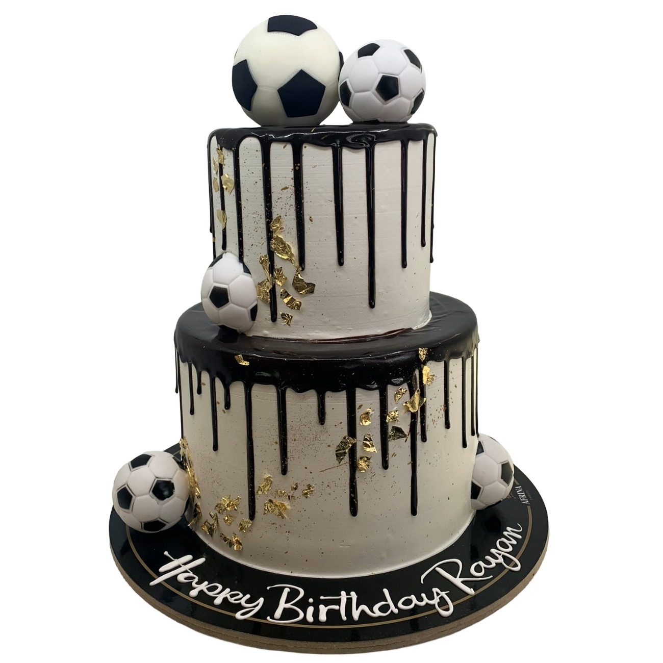 Elegant Soccer Tiered Drip Cake