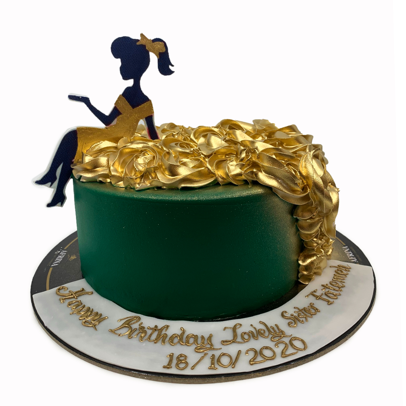 Emerald Green & Golden Rosette Cake