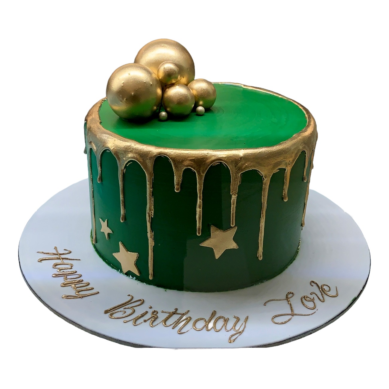 Emerald Green and Gold Star Cake