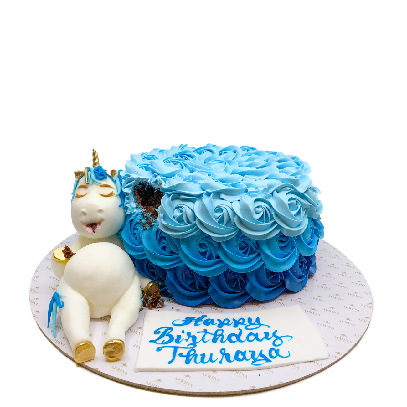 Enchanged Blue Rosette Unicorn Cake