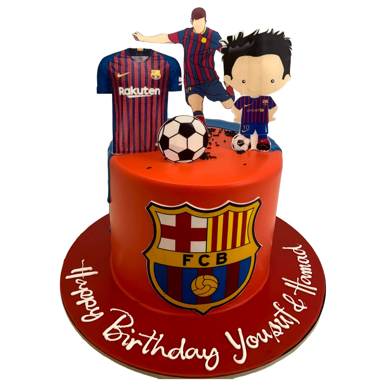 Full Red FC Barcelona Messi Fans Cake