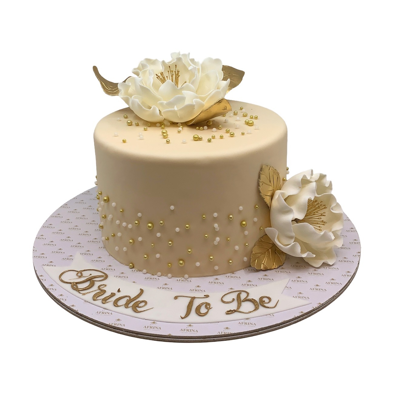 Gilded Ivory Peony Cake