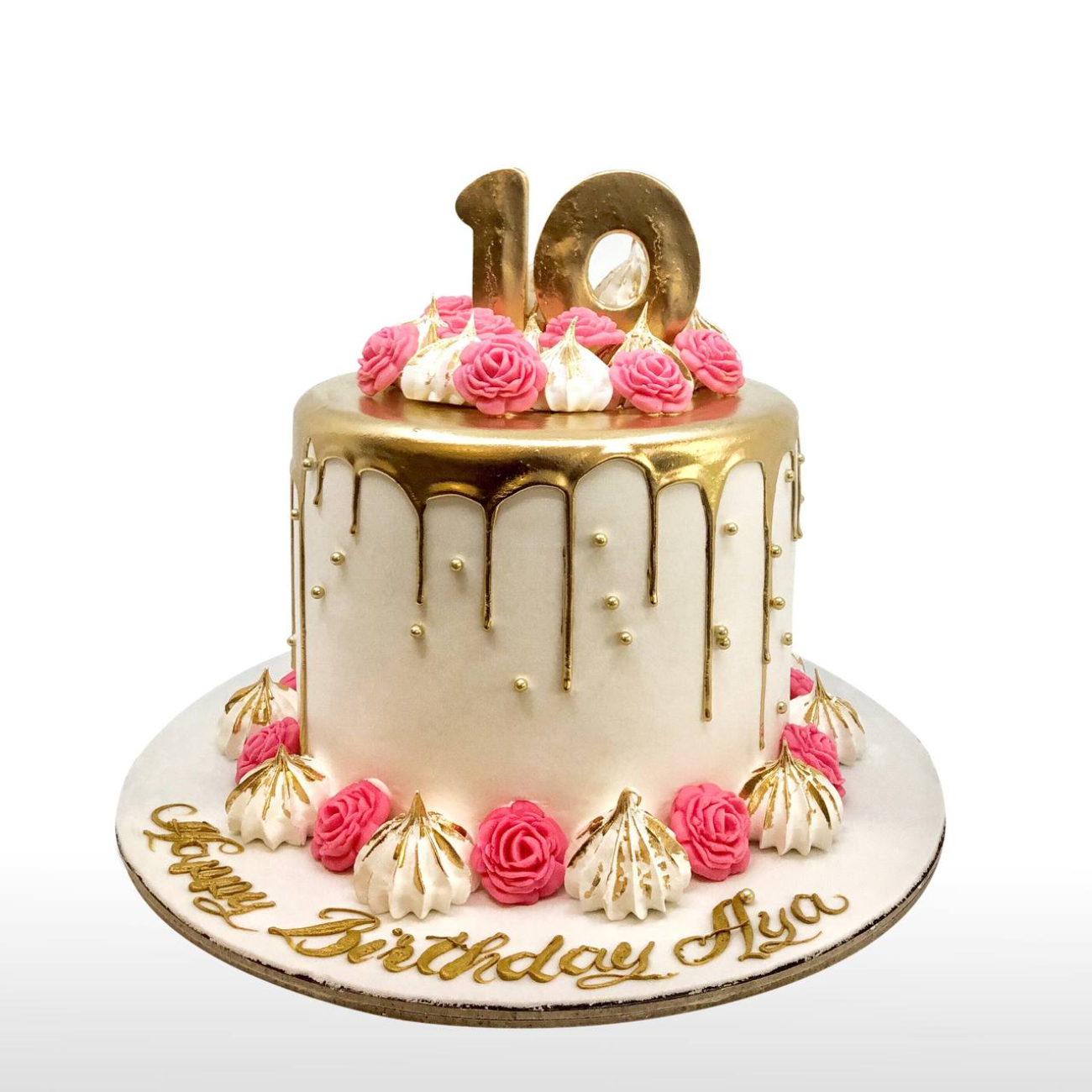 Gold Drip & Rosette with Meringue Cake