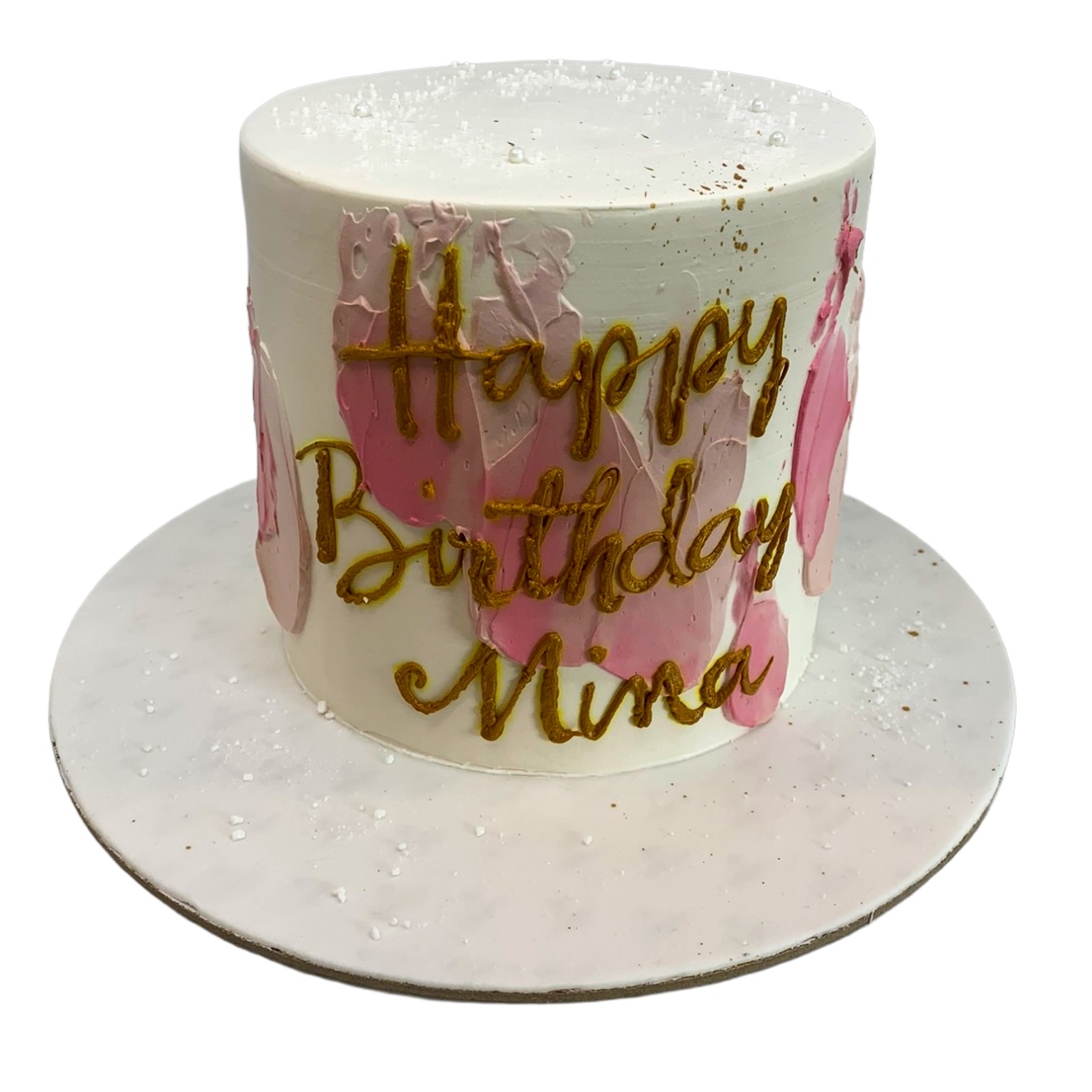 Gold Splatter Impasto Pink Cake