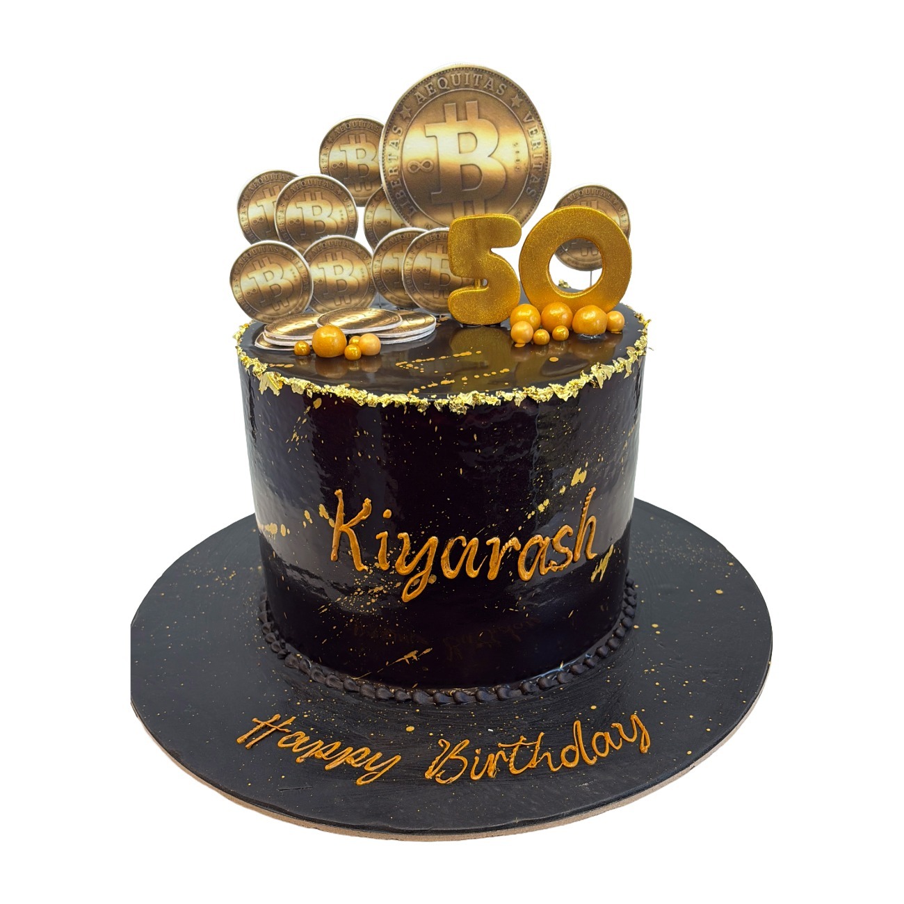 Golden Bitcoin Crypto Cake