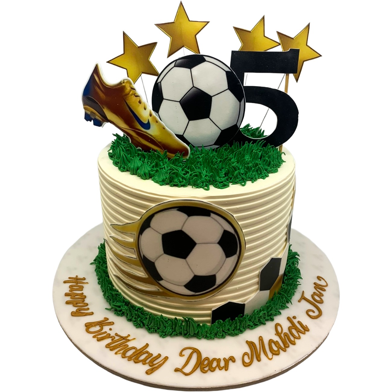 Golden Boot & Stars Soccer Cake