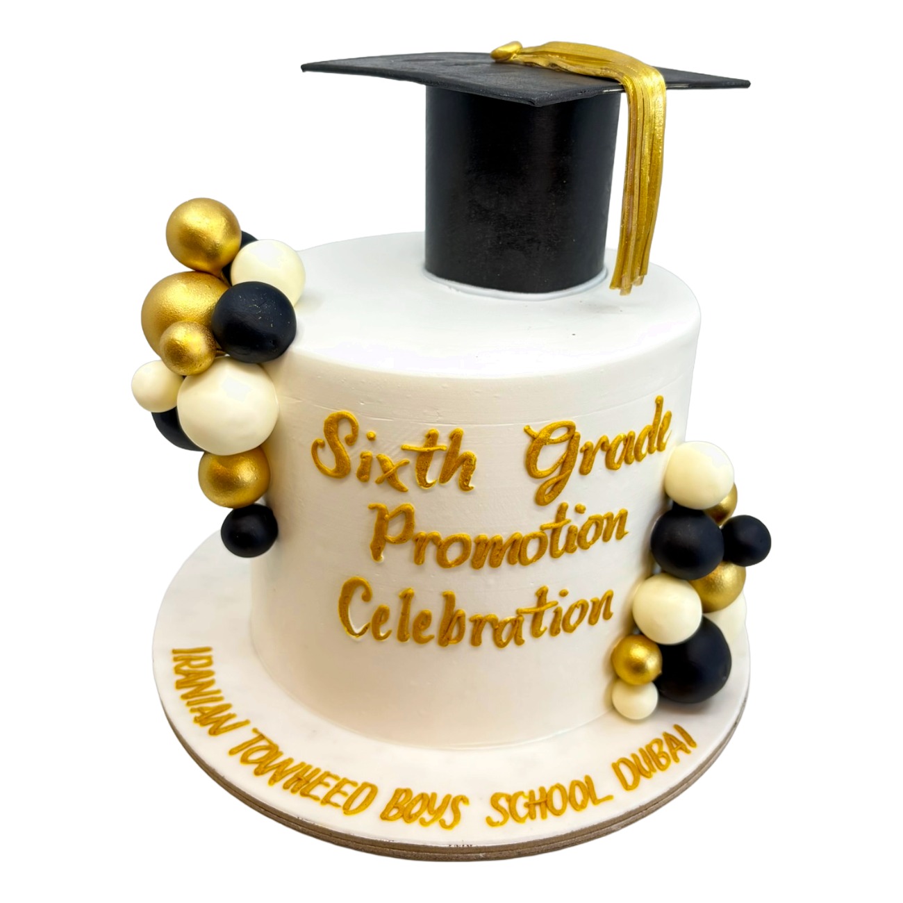 Golden Bubble Garland Graduation Cake