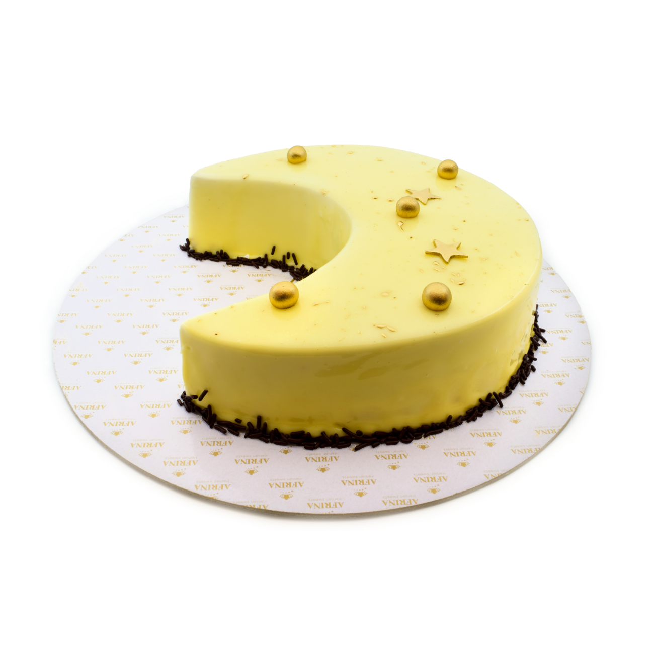Golden Crescent Vanilla & Sprinkles Moon Cake