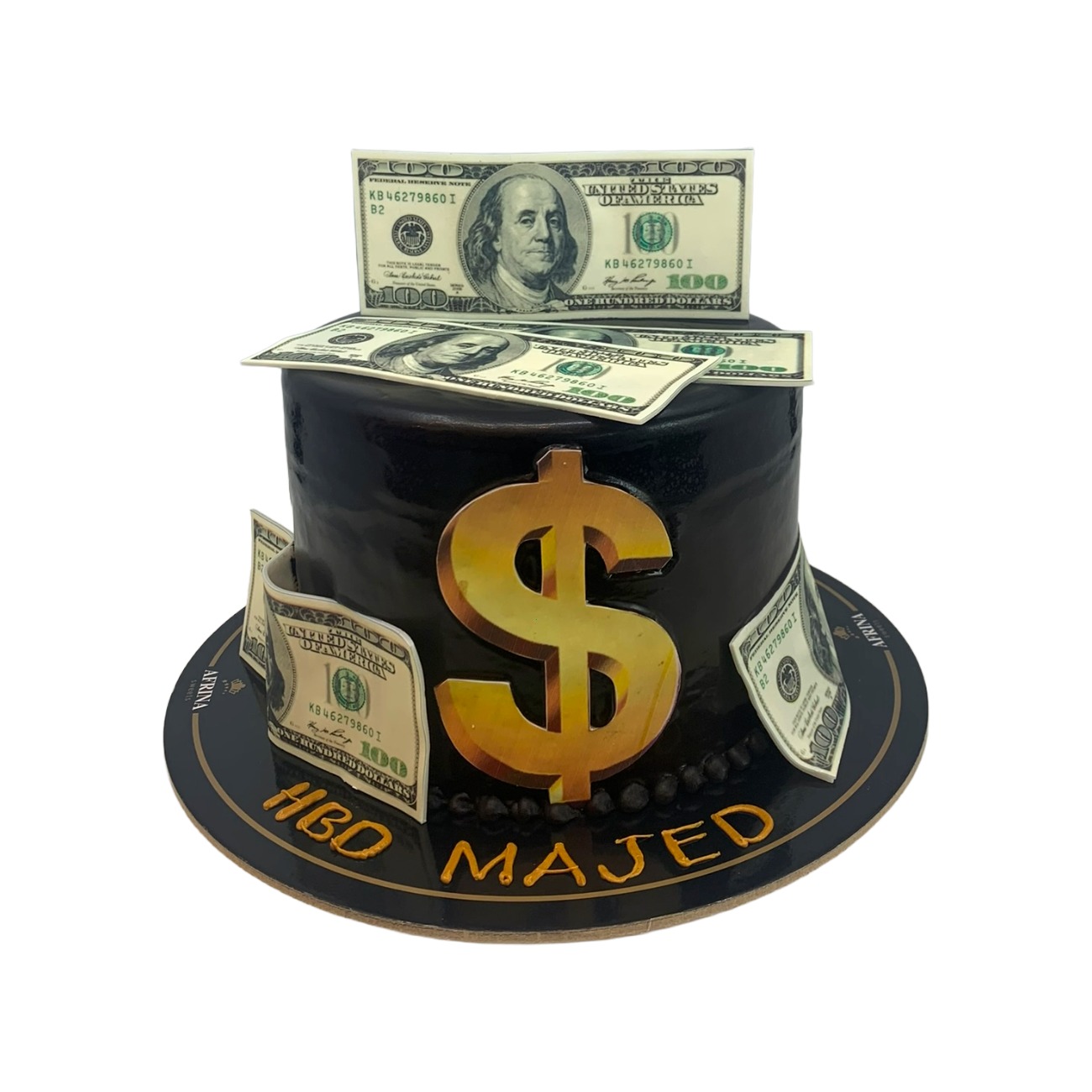 Golden Dollar Sign Money Cake