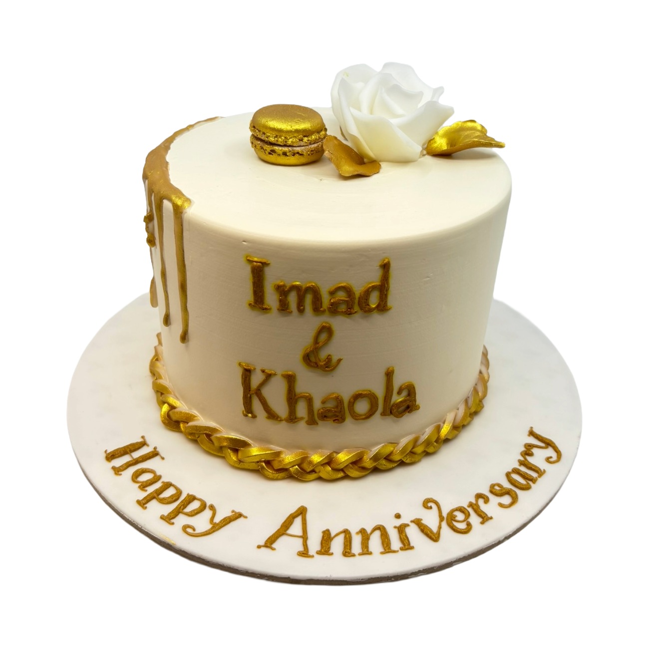 Golden Elegance Anniversary Cake