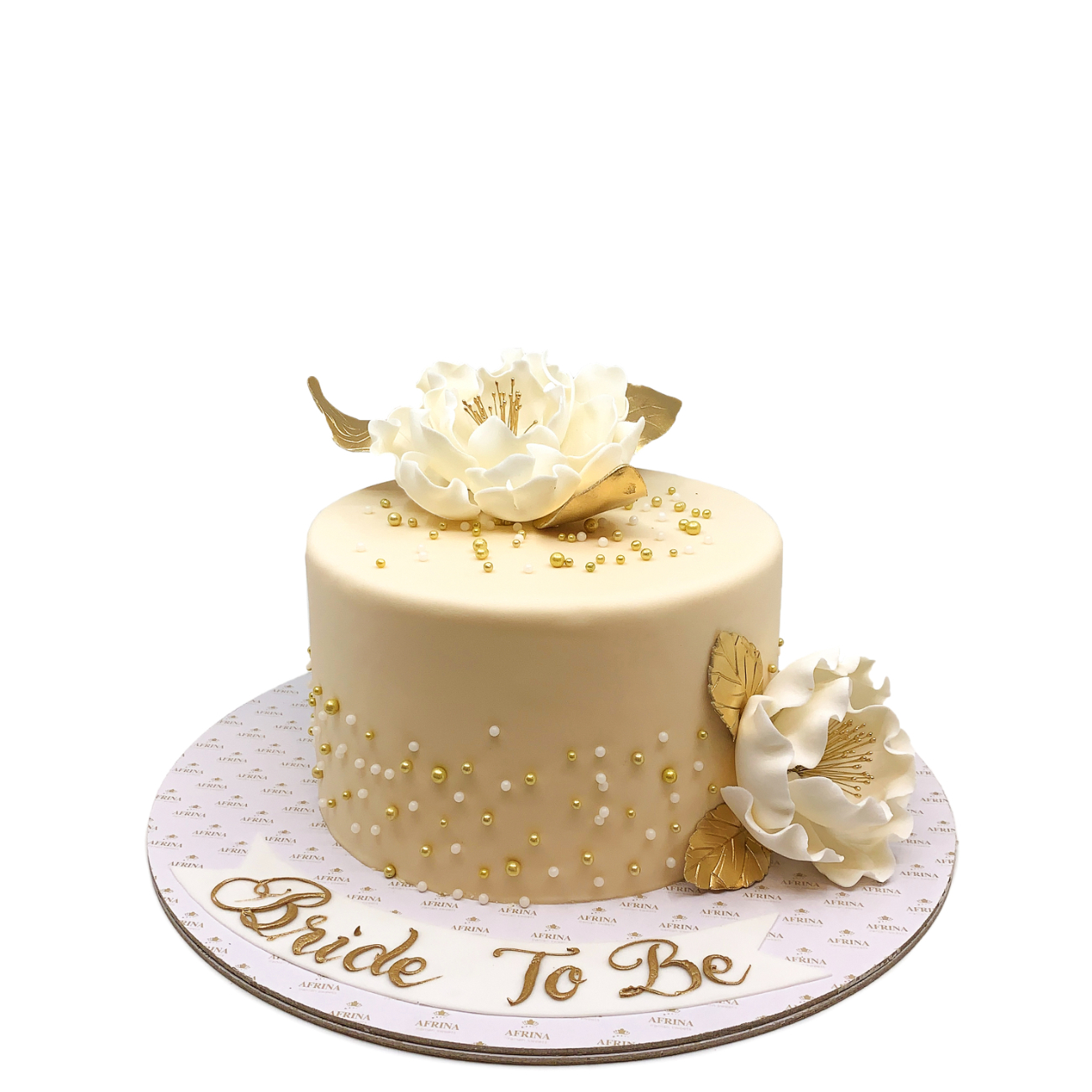 Golden Pearl Ivory Floral Cake