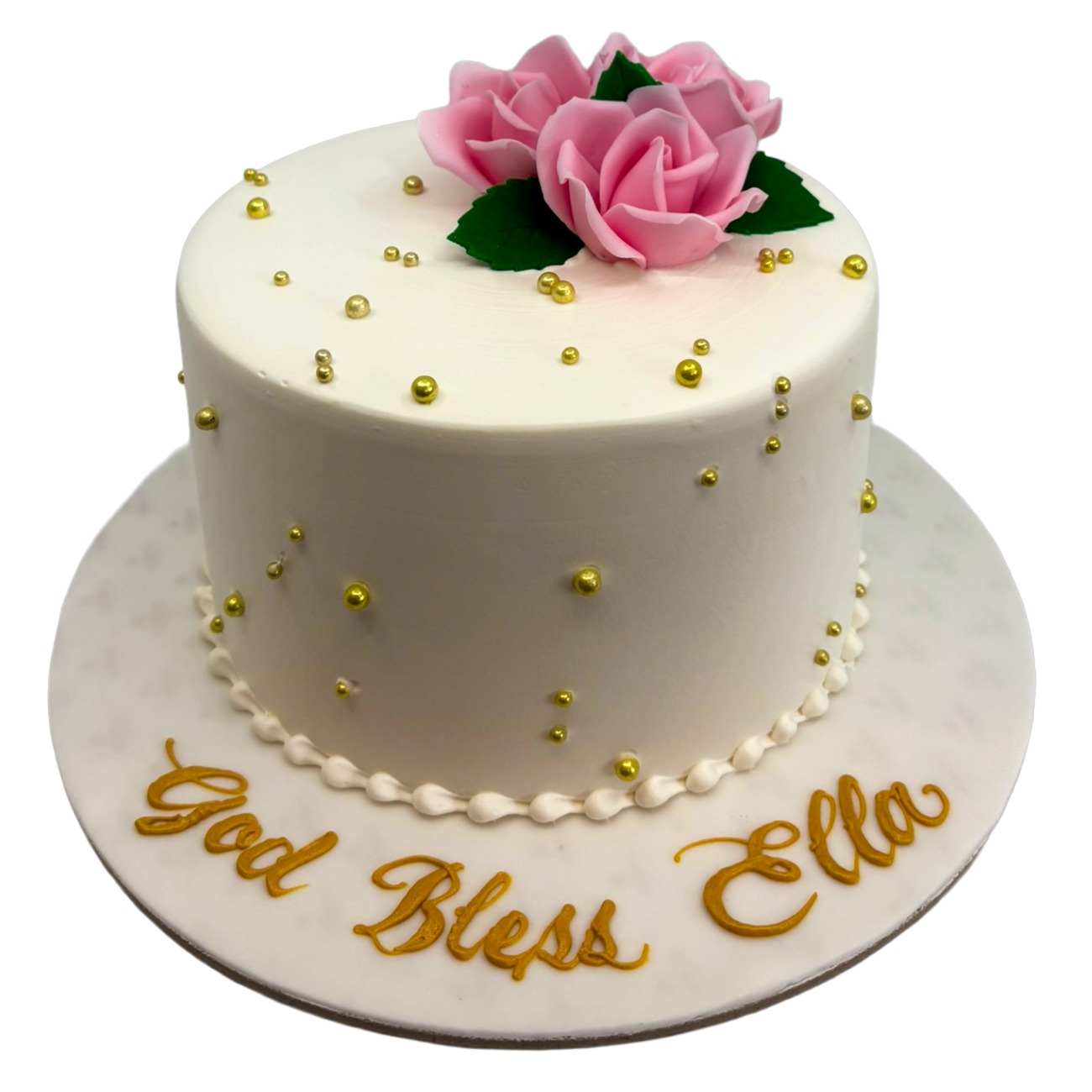 Golden Pearls & Blossom Cake