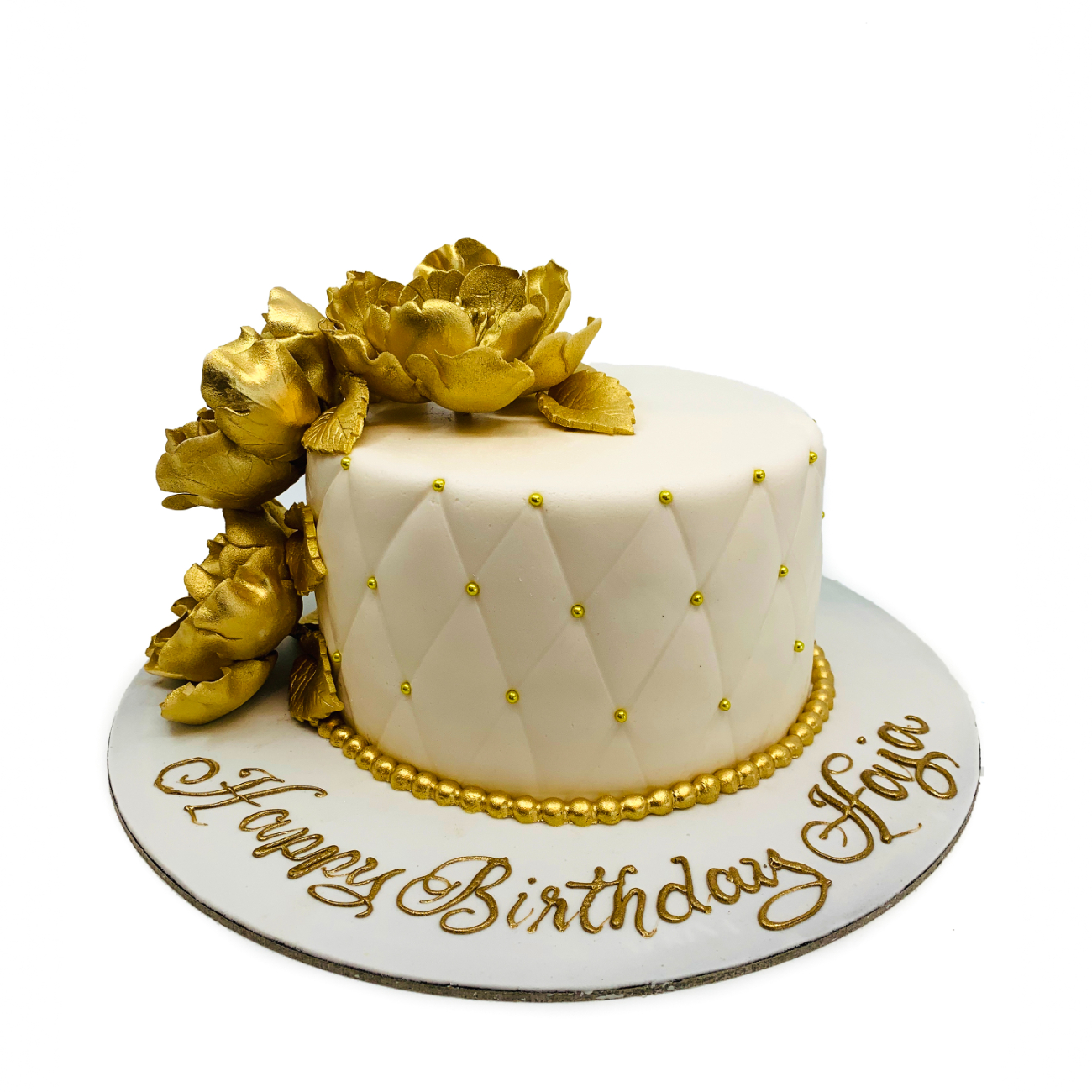 Golden Peony Quilted Cake