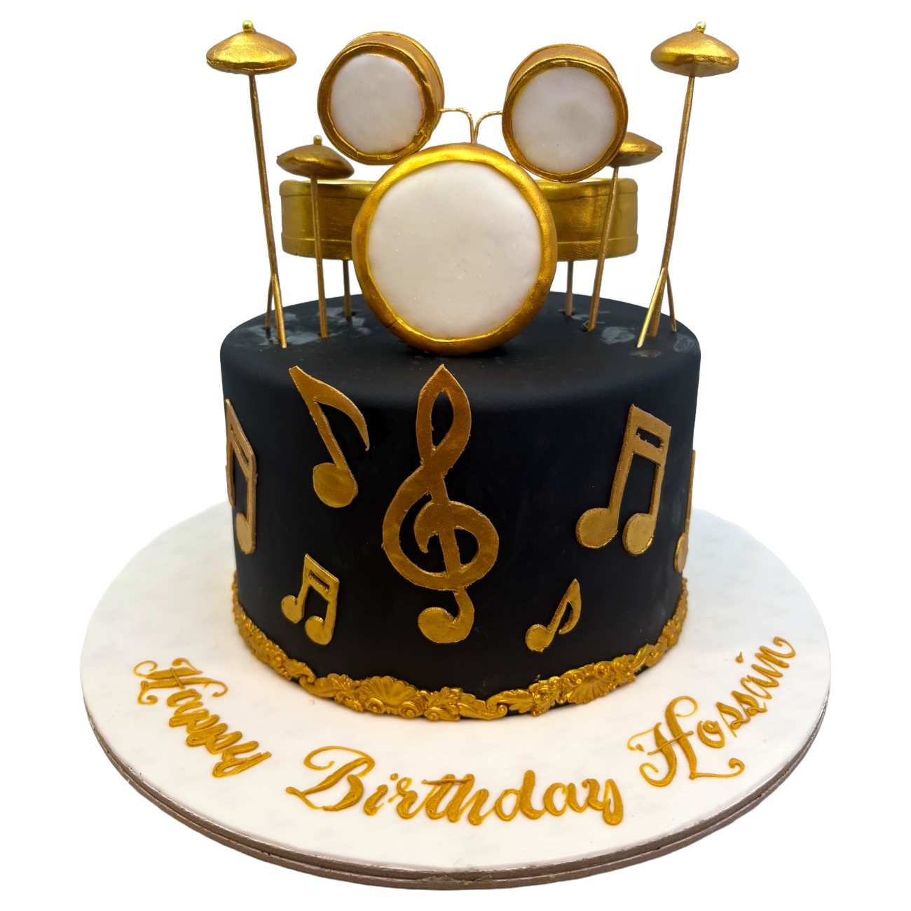 Golden Rhythm Drum Kit Cake