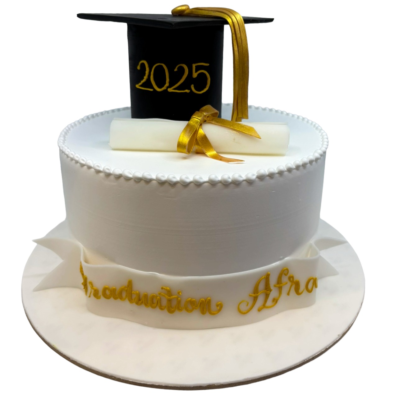 Golden Ribbon Graduation Cake