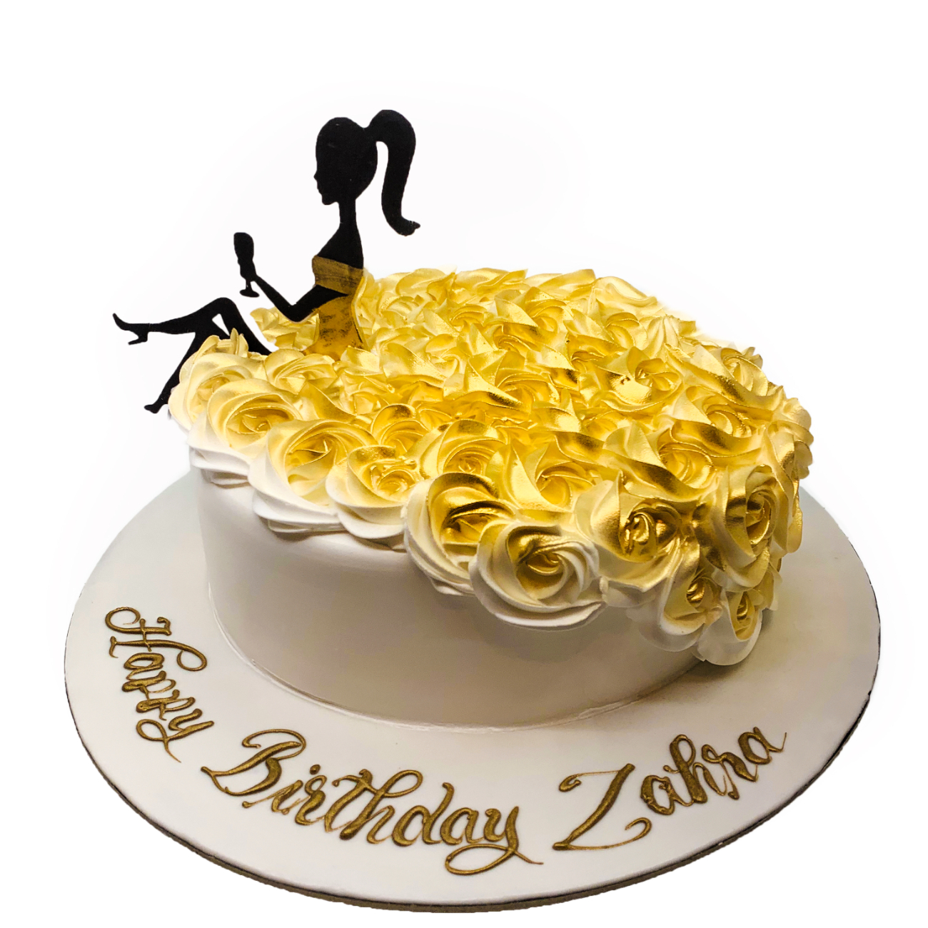 Golden Rosette Silhouette Cake