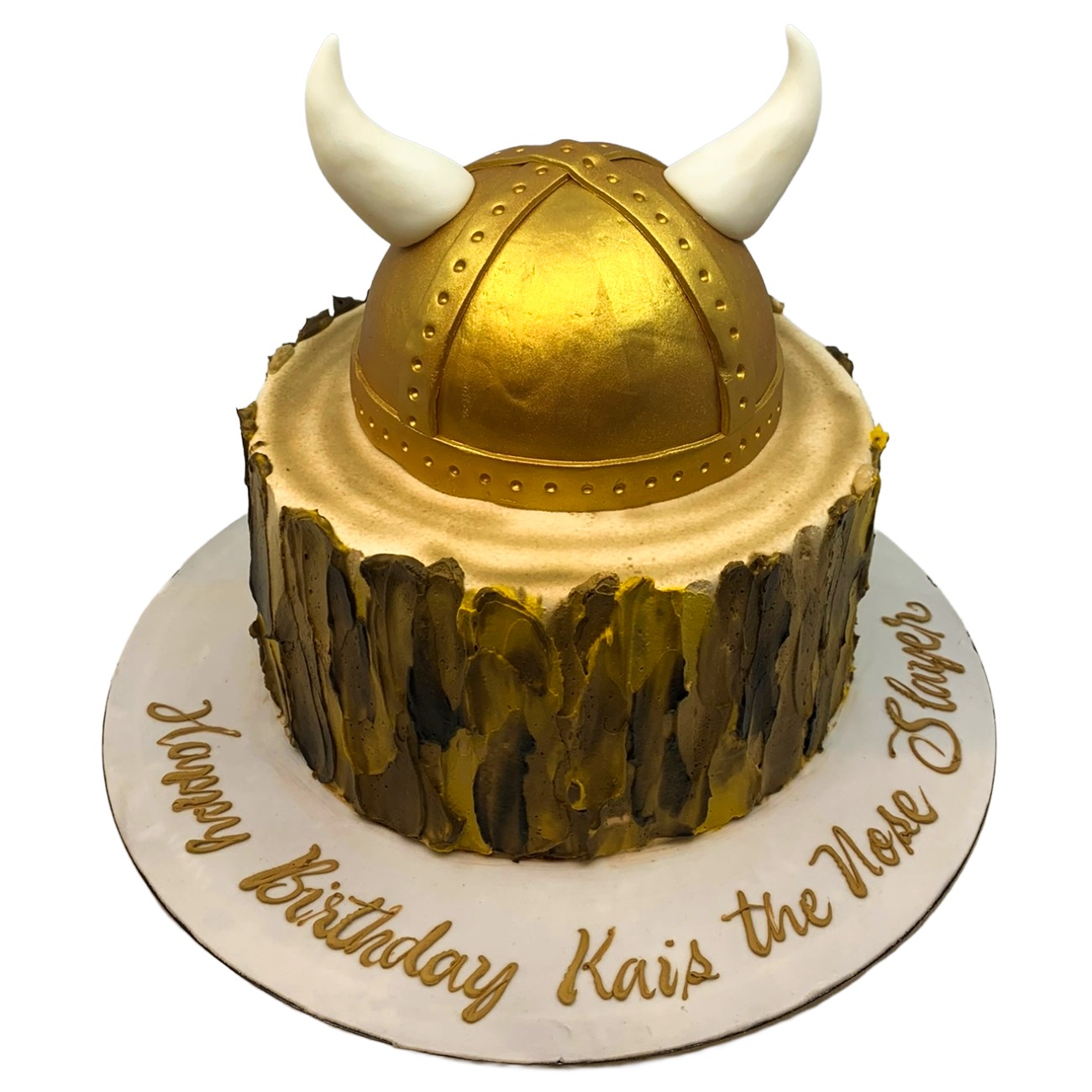 Golden Viking Helmet Warrior Cake