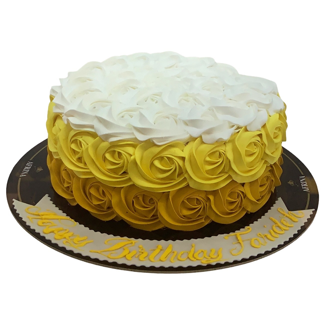 Gradient Yellow Ombre Rosette Cake