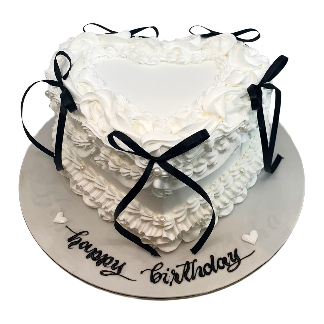Heart-Shaped Vintage Coquette Ribbon Cake