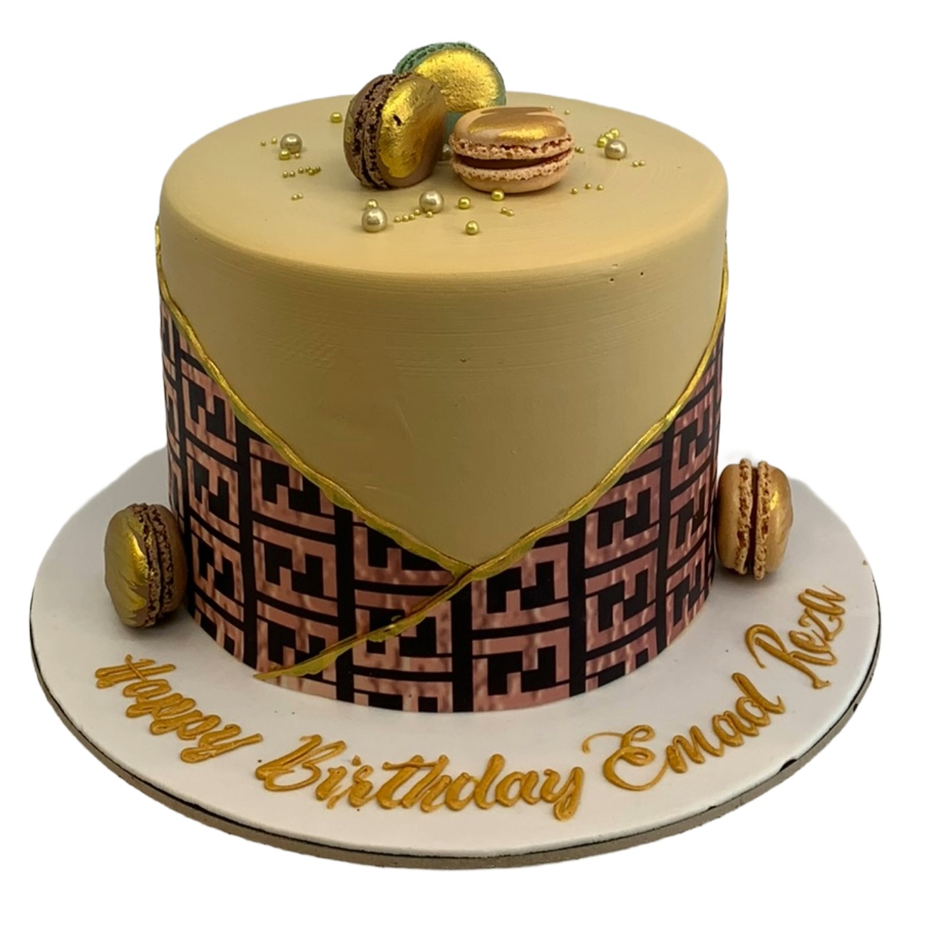 High-Fashion Geometric Monogram Cake
