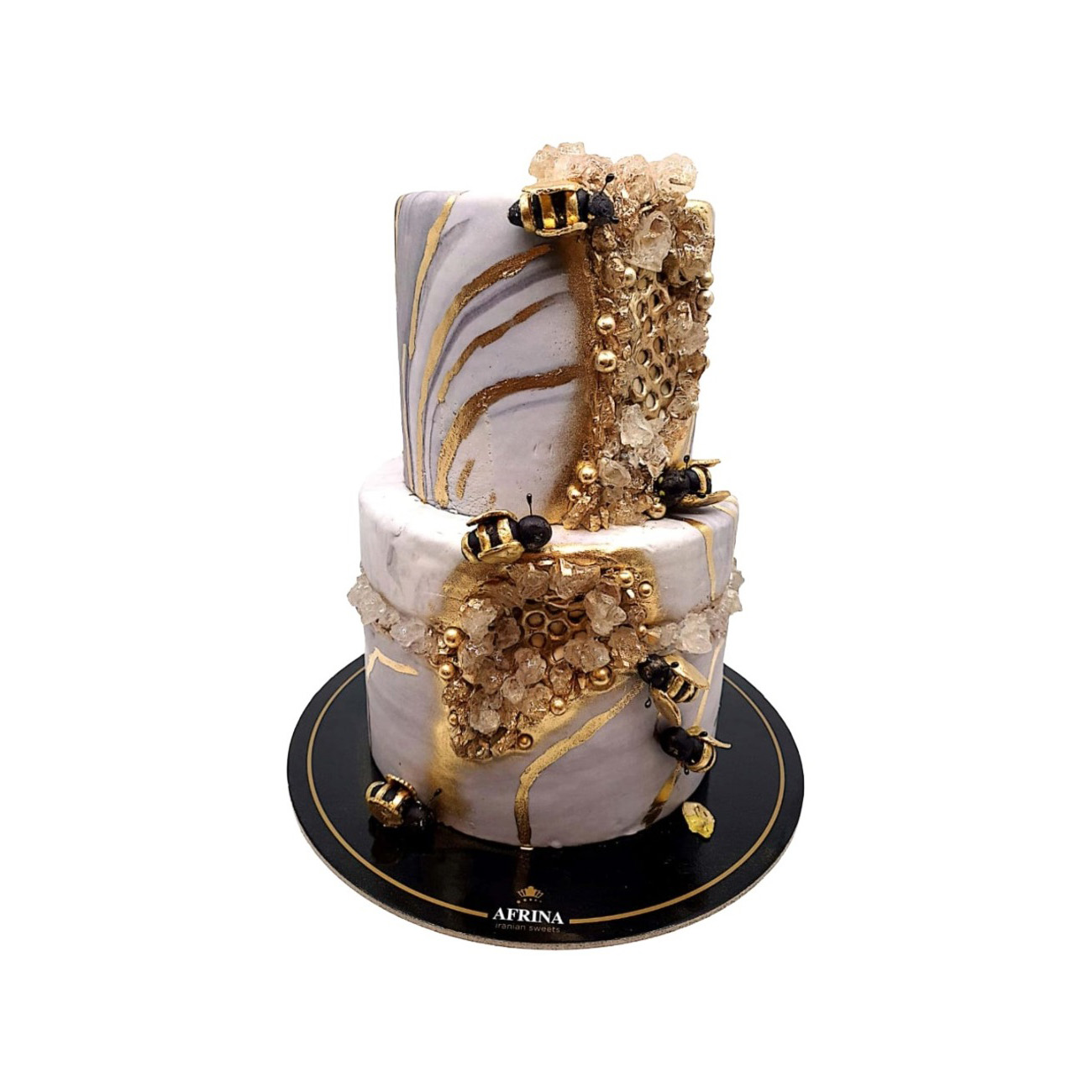 Honeybee Geode Luxury Wedding Cake