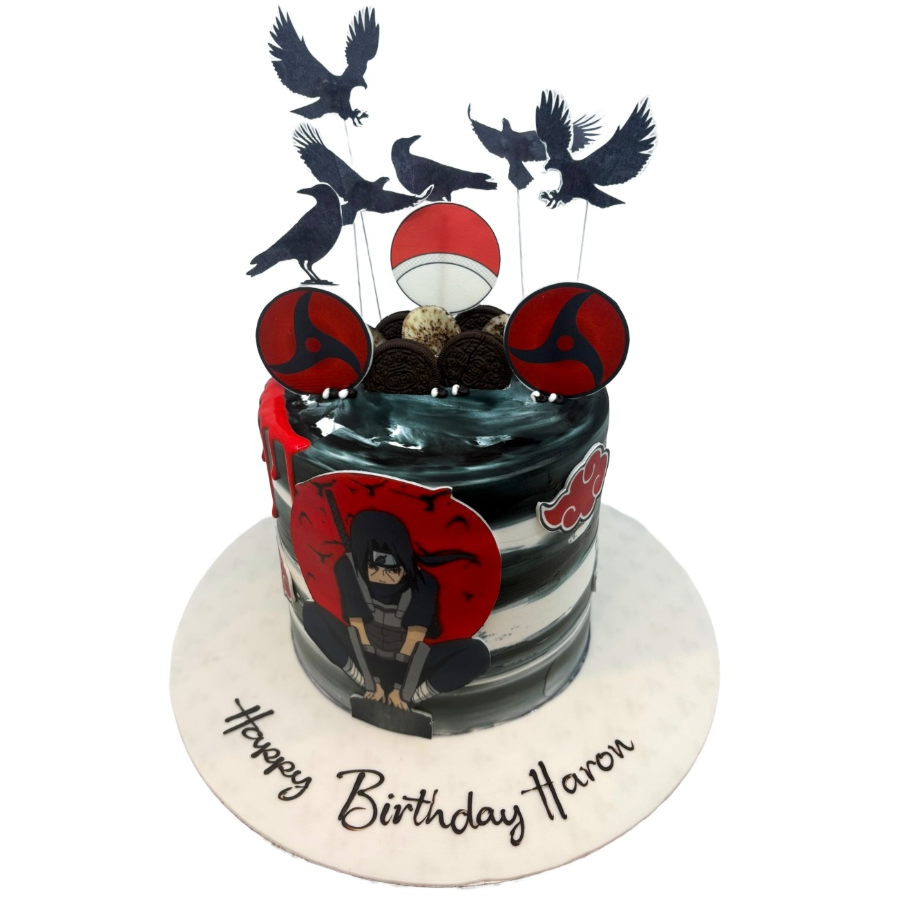 Itachi Uchiha Crow Drip Cake