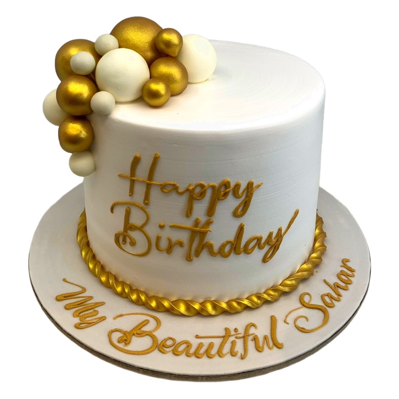 Ivory & Gold Spheres Celebration Cake