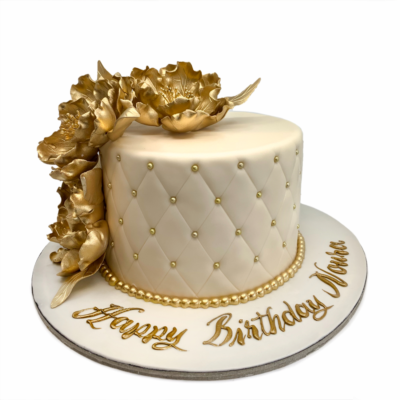 Ivory Quilted Garland Cake