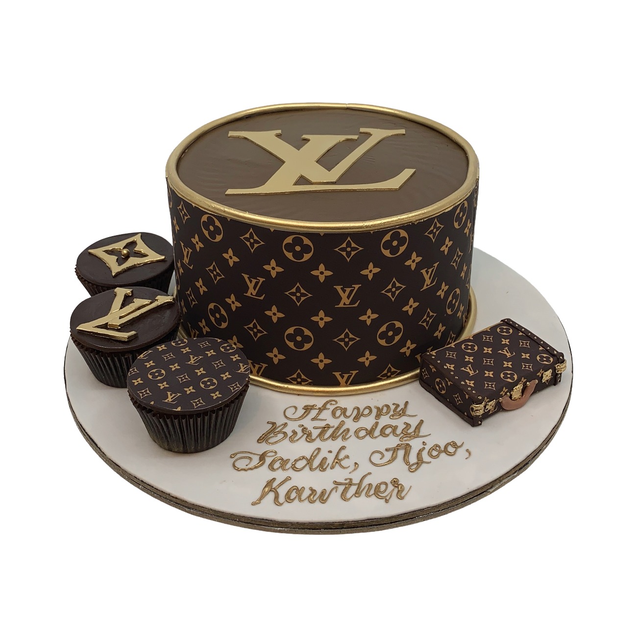 LV Inspired Haute Couture Monogram Cake