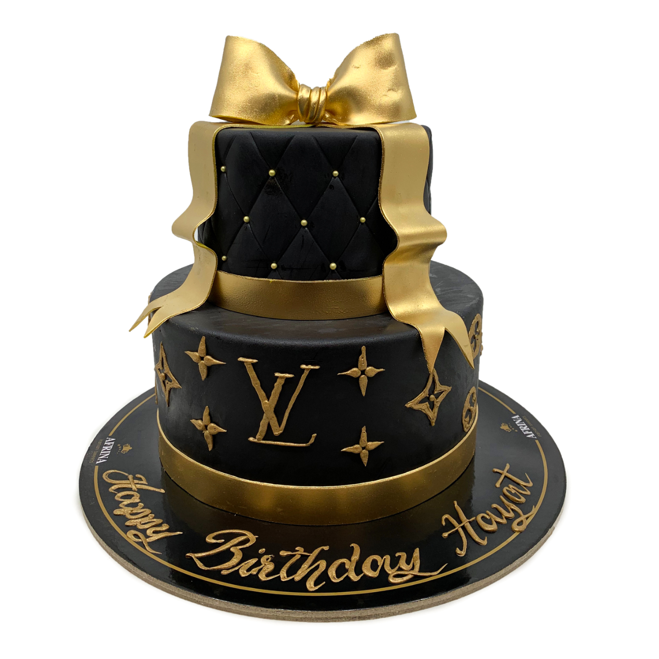 LV Inspired Haute Couture Quilted Two-Tier Cake