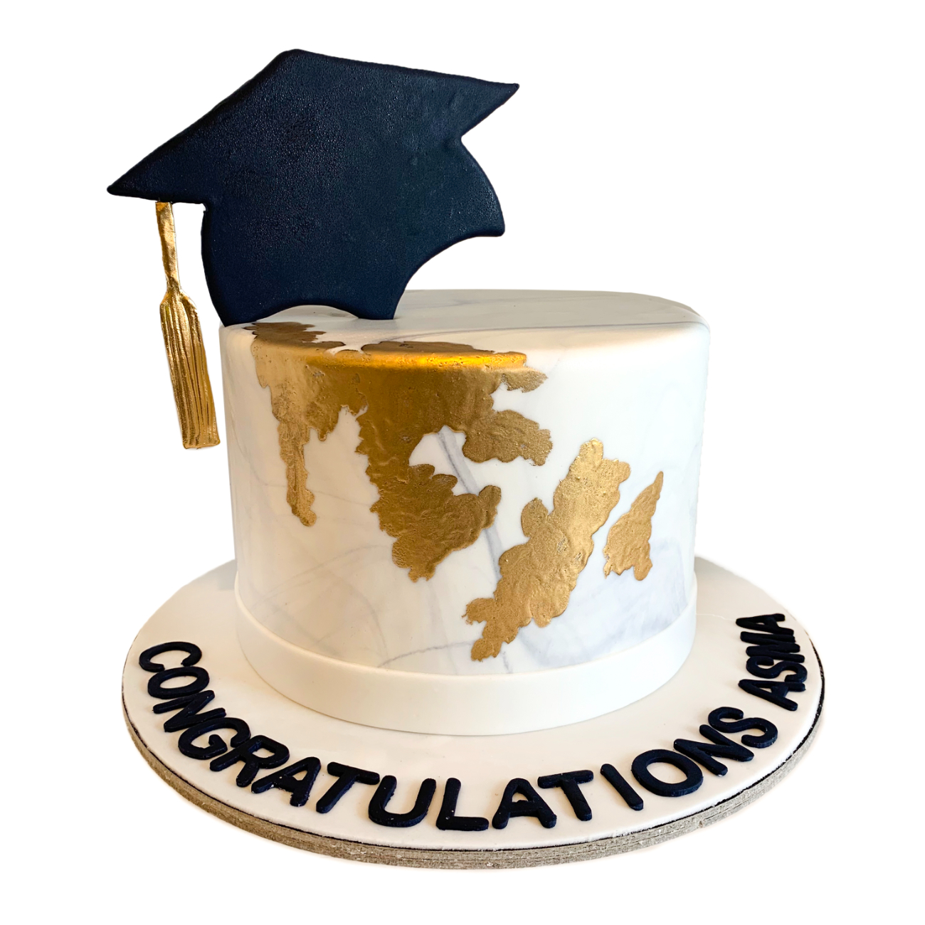 Luxury Gold Marble Graduation Cake