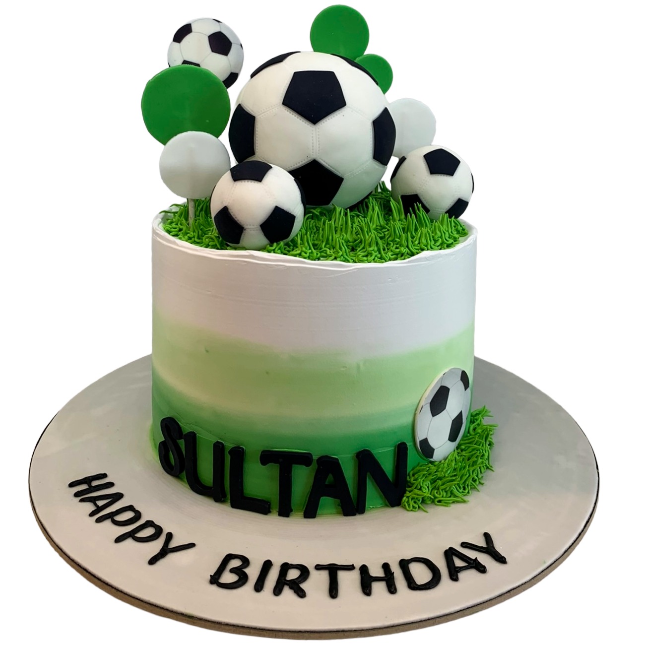 Luxury Green Ombre Football Birthday Cake