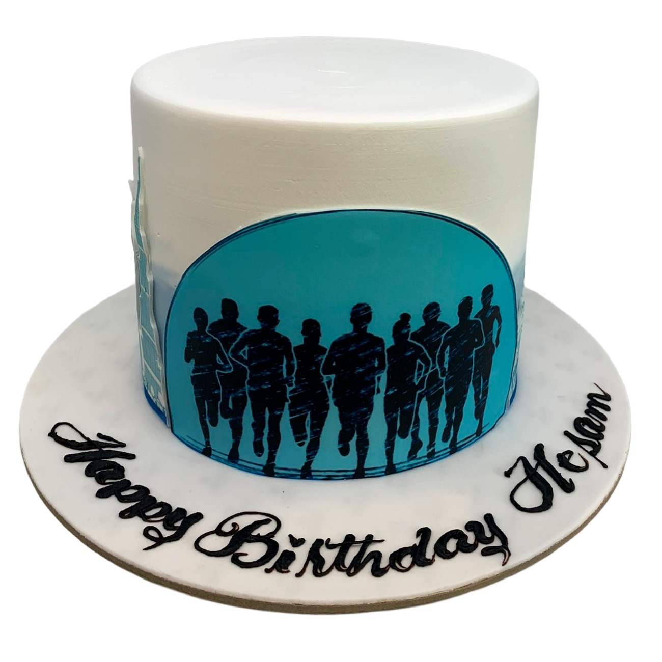 Marathon Runners Silhouette Birthday Cake