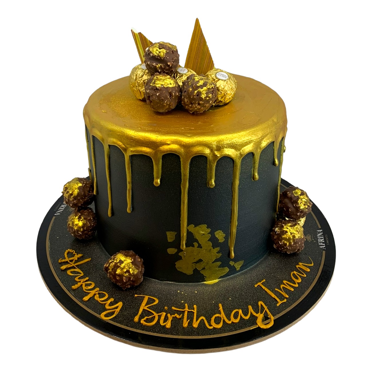 Midnight Ambrosia Gold Drip Cake
