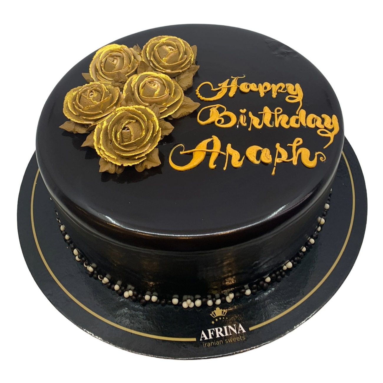 Midnight Chocolate Gold Rose Cake