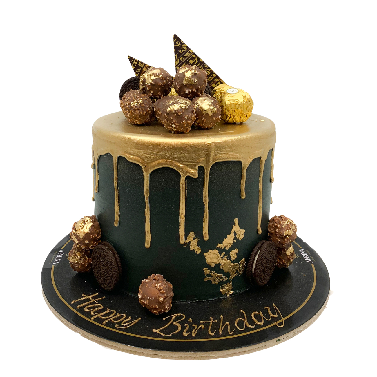 Midnight Gold Drip with Ferrero Cake