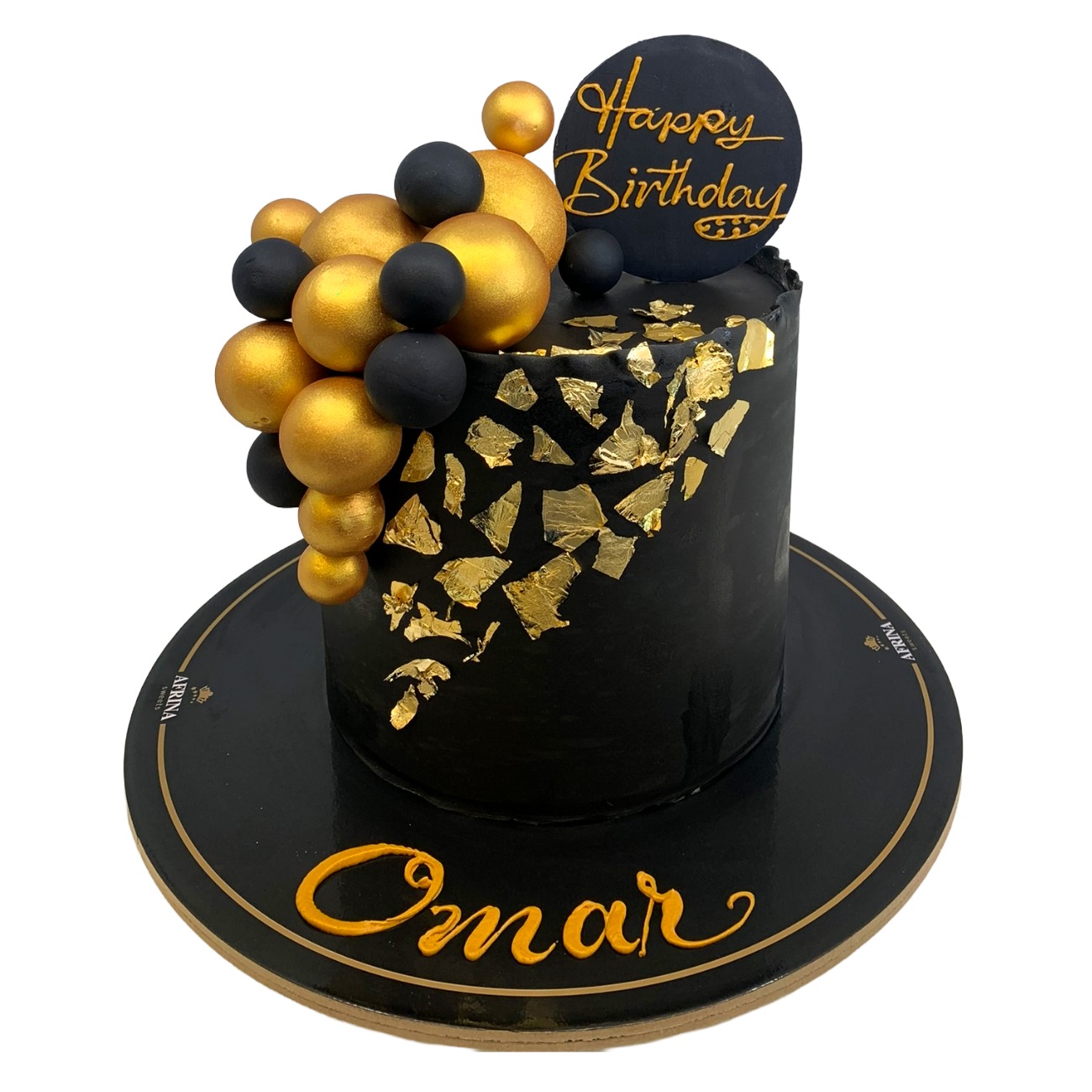 Midnight Onyx & Gold Cluster Cake