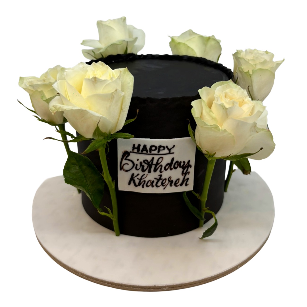 Midnight Onyx White Rose Cake
