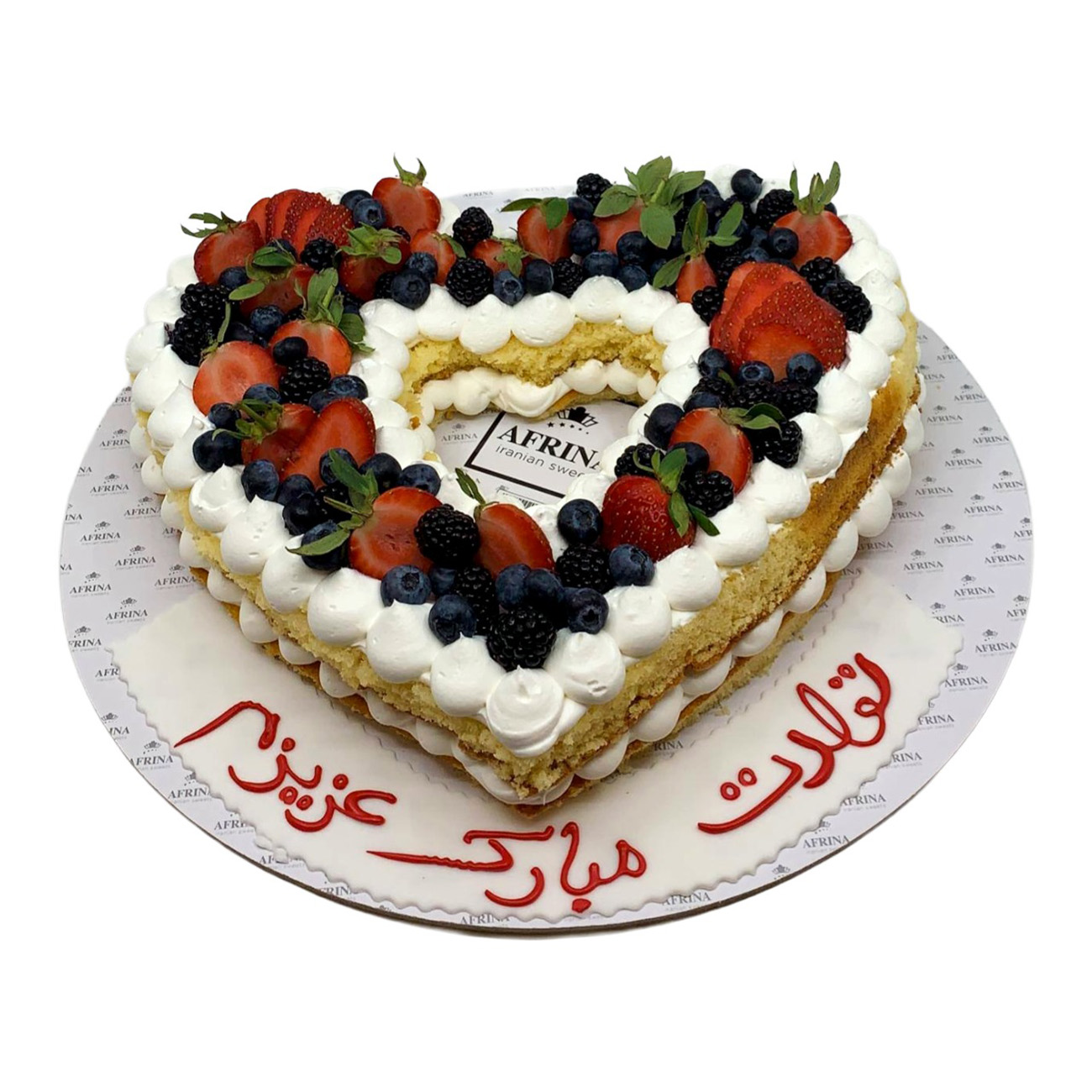 Mixed Berry Heart Cream Cake